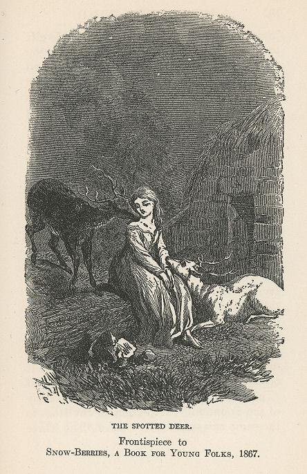 a woman and two deer